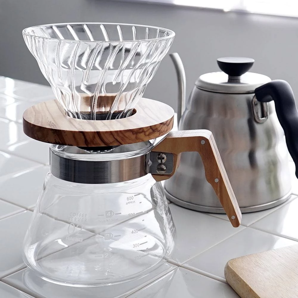 Hario V60 Glass Coffee Dripper Olive Wood Size 02 2 Hario V60 Glass Coffee Dripper Olive Wood Size 02